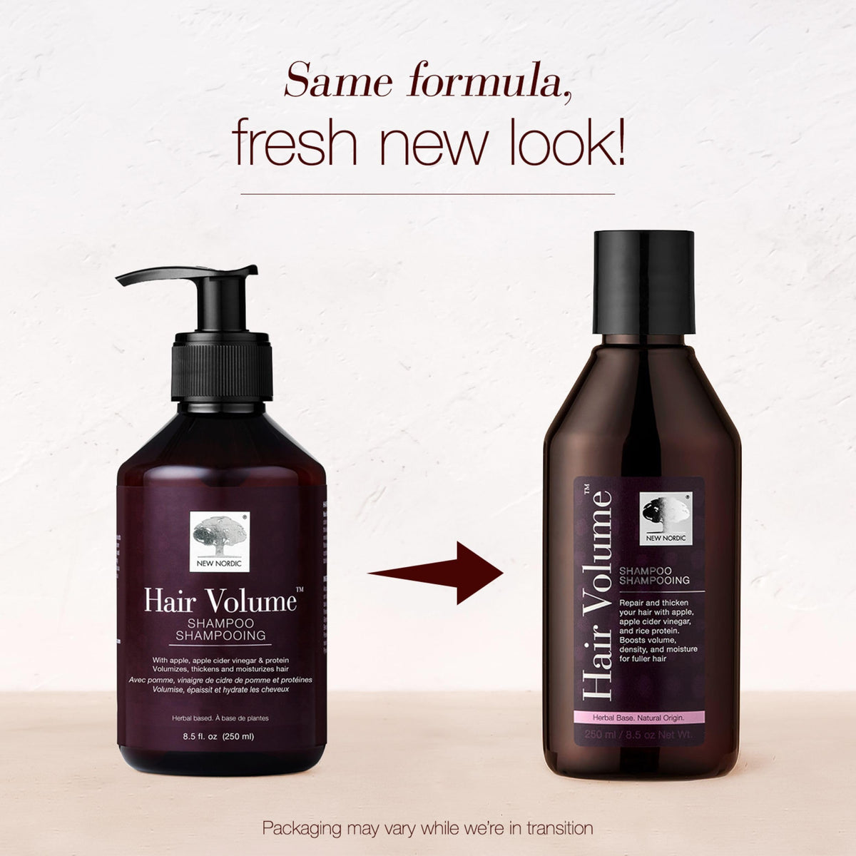 Shampooing Volume Cheveux NEW NORDIC avec un fond naturel