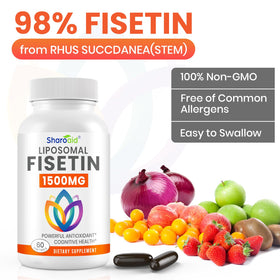 Sharoaid Fisetin 1500 mg sur une table en bois