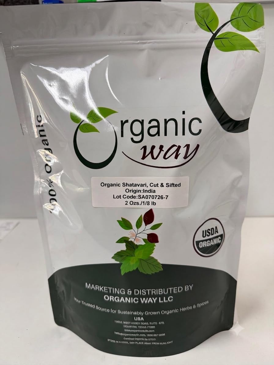 Shatavari bio coupé et tamisé Organic Way 68g, emballage avant