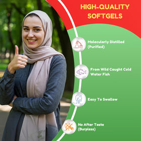 SHIFAA NUTRITION Huile de Poisson Halal 60 Gélules sur une table