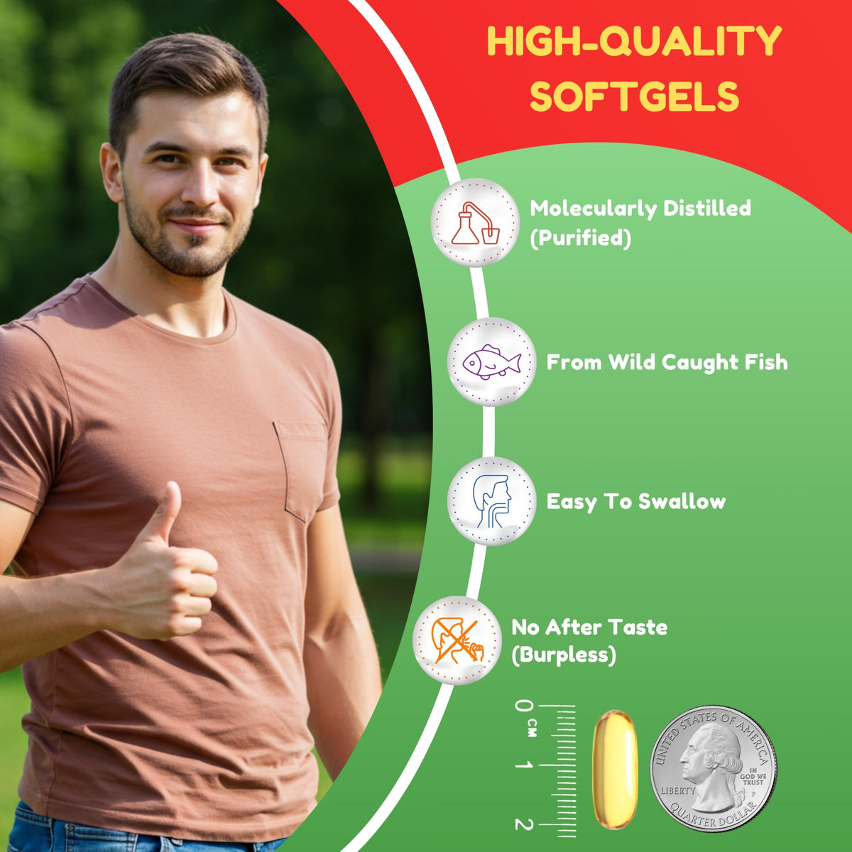 SHIFAA NUTRITION Huile de Poisson Omega 3 Halal 2000mg gélules ouvertes