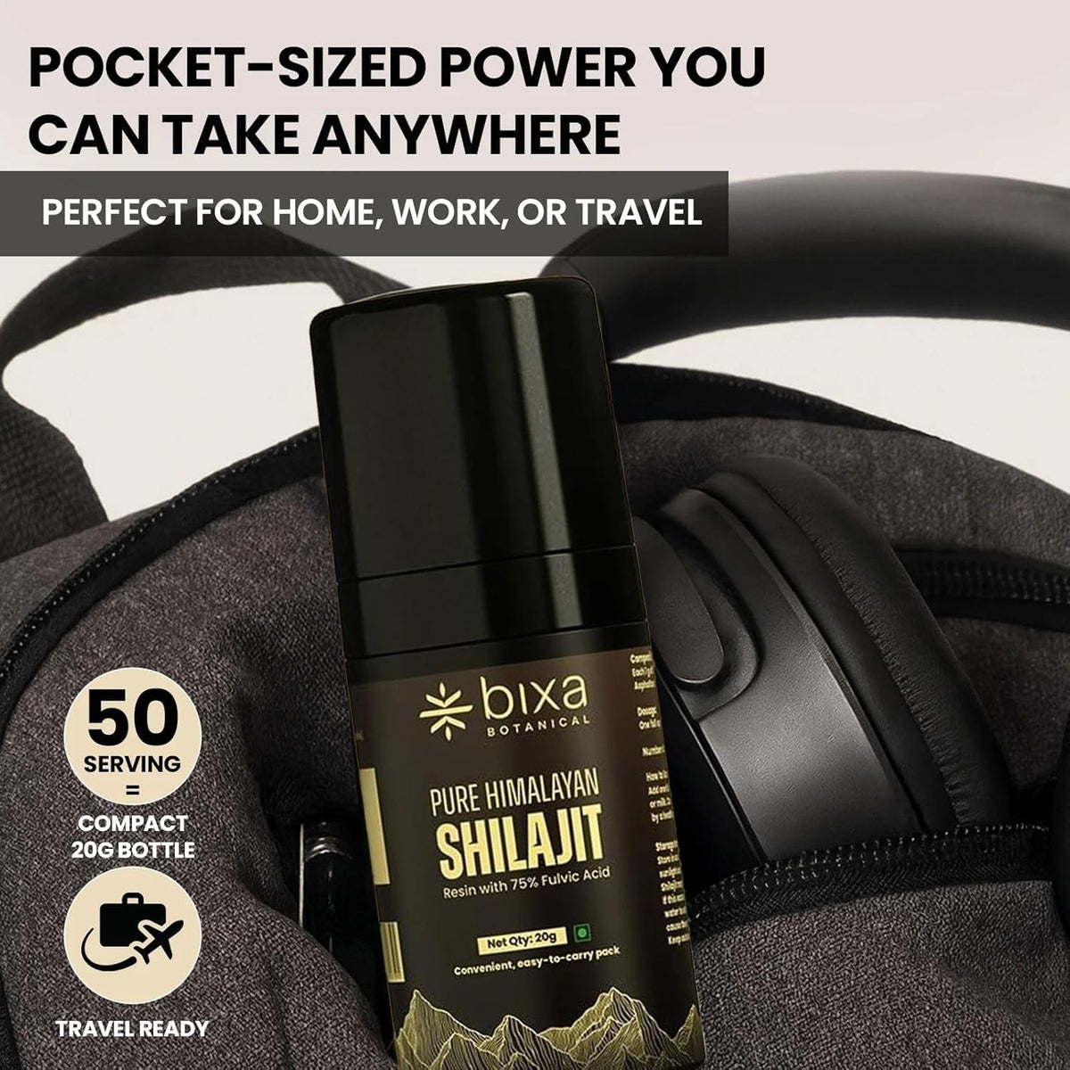 Shilajit bixa BOTANICAL en utilisation quotidienne