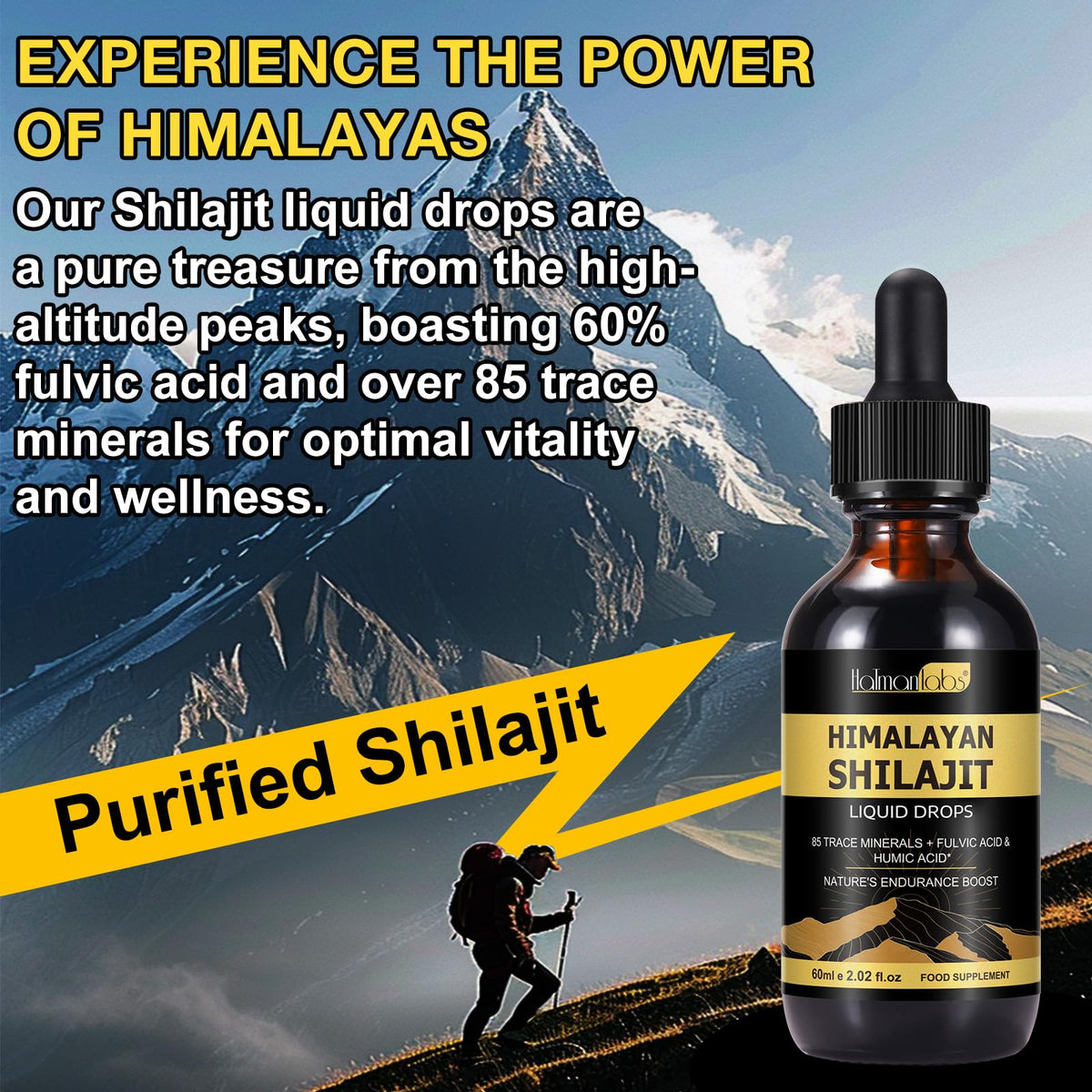 Shilajit Himalayen en gouttes sur un fond naturel
