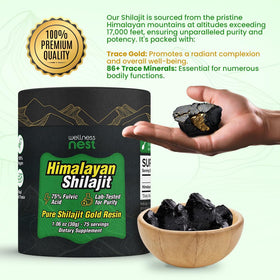 Shilajit Himalayen Wellness Nest avec étiquette visible