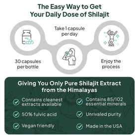 Shilajit Organics Ocean en capsules sur une surface en bois