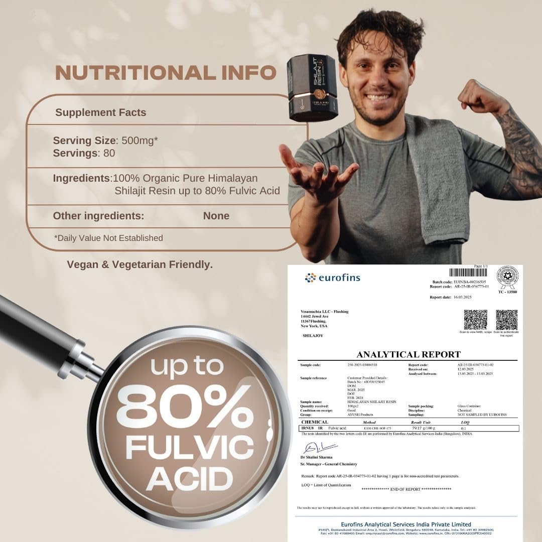 SHILAJOY Résine de Shilajit Organique 40g emballage