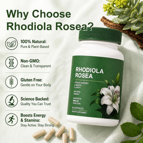 Shileoo Rhodiola Rosea 60 capsules avec étiquette