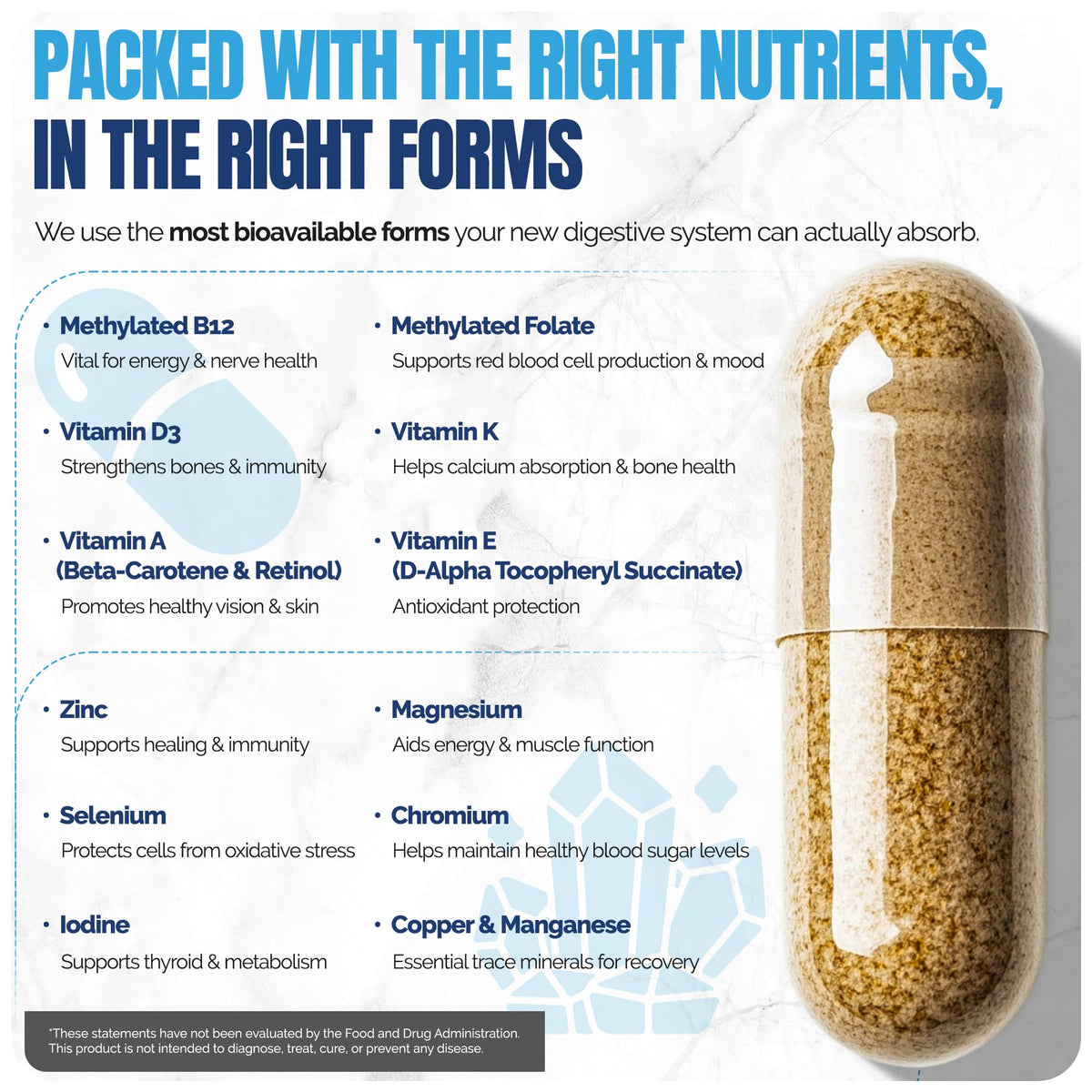 Shiny Leaf Multivitamines Bariatriques capsules ouvertes