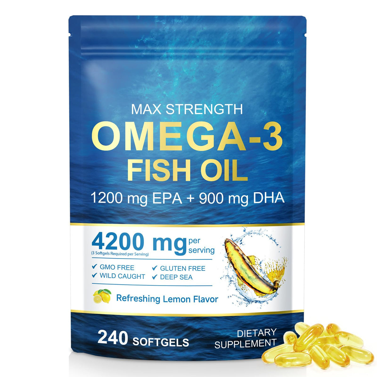 SHMEDIYU Huile de Poisson Omega 3 240 gélules avant