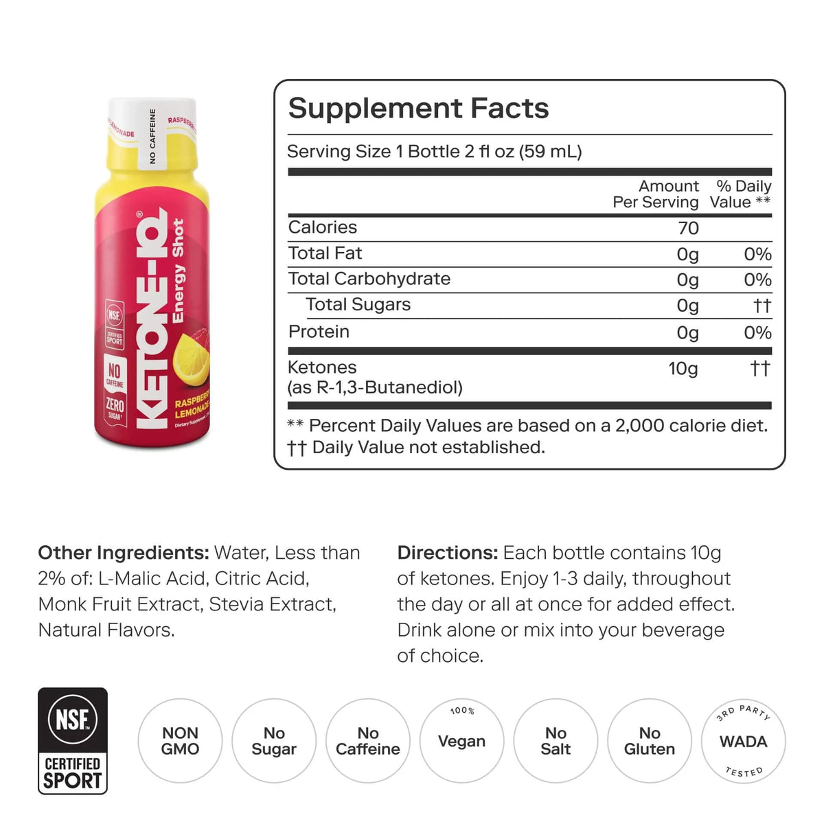 Shot Ketone-IQ sans caféine vue de face
