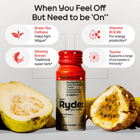 Shot RYDE ENERGIZE saveur tropicale en format 60 ml