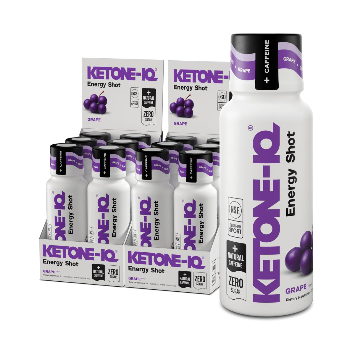 Shots Ketone-IQ à la caféine pack de 12, saveur raisin