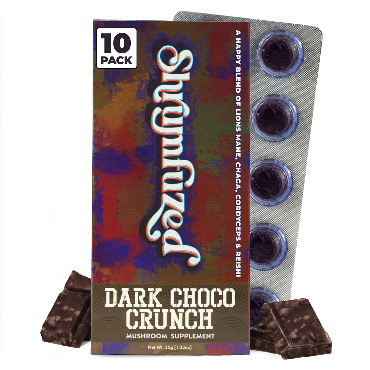 Shrumfuzed chocolat aux champignons, paquet avant