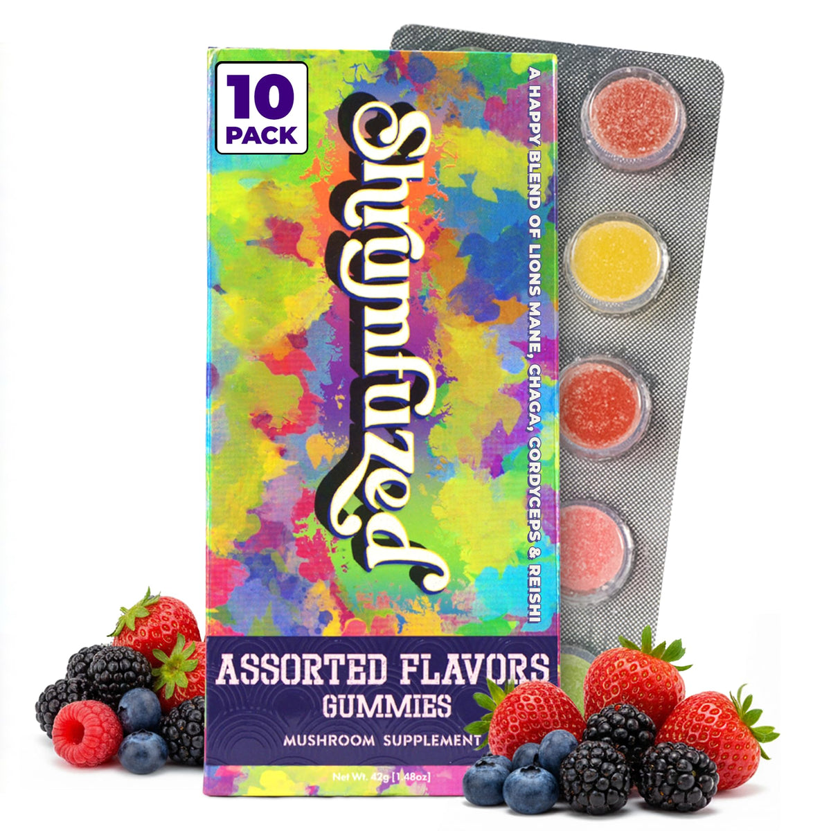 Shrumfuzed Gummies de champignon assortiment avec emballage