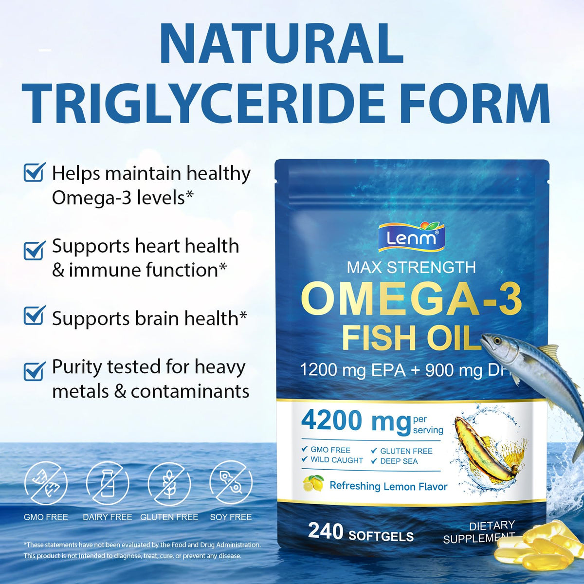 shwdppmy Huile de Poisson Omega-3 240 gélules avec packaging
