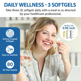 shwdppmy Huile de Poisson Omega-3 gélules sur fond blanc