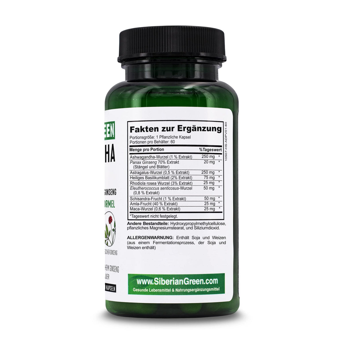Siberian Green Ashwagandha - capsules dans un environnement naturel
