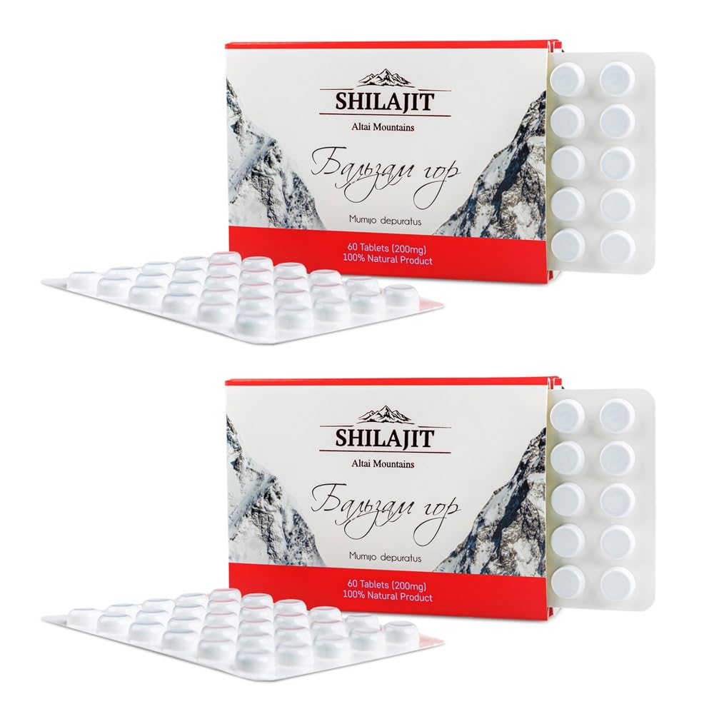 Siberian Green Shilajit 120 Tablettes vue de face avec étiquette Mountain Balsam