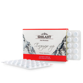 Siberian Green Shilajit 60 comprimés avec détails sur l'emballage