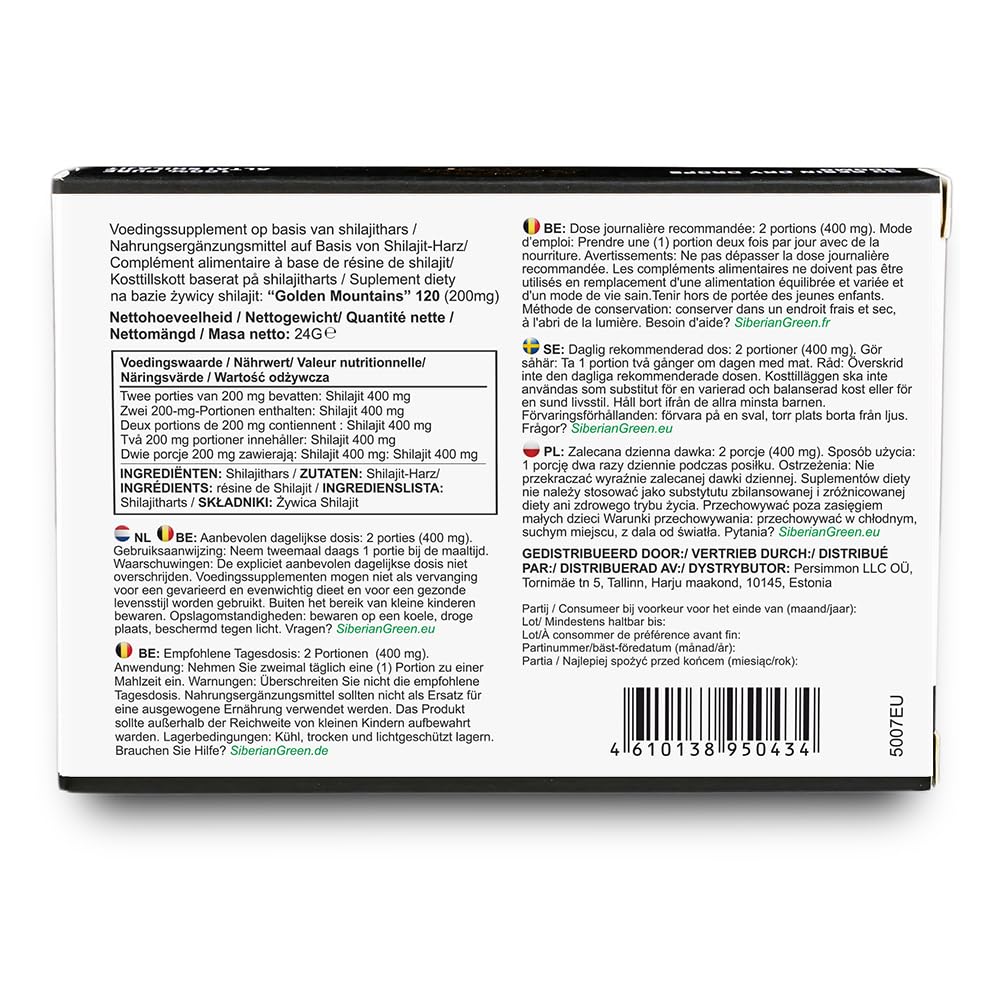 Siberian Green Shilajit Dry Drops with measuring spoon