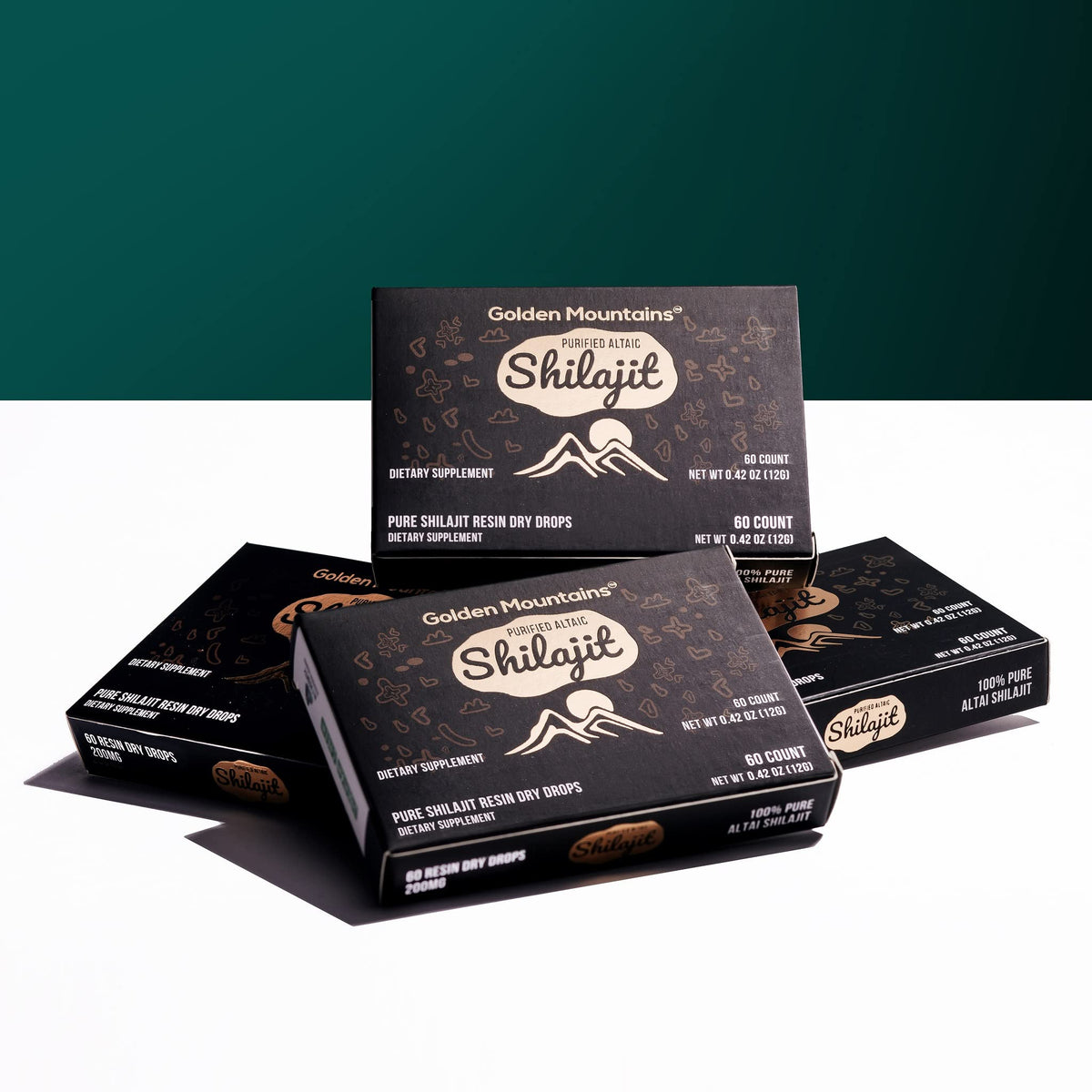 Siberian Green Shilajit Pur Gouttes sèches emballage avec certifications