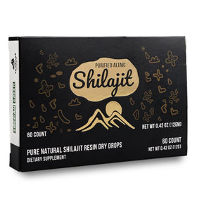 Siberian Green Shilajit Pur Gouttes sèches sur fond blanc