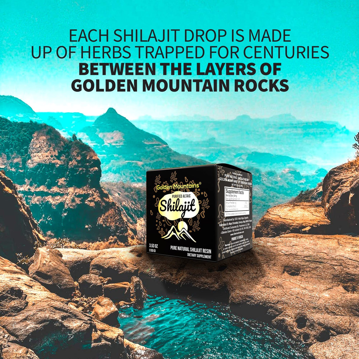Siberian Green shilajit résine dans un environnement naturel