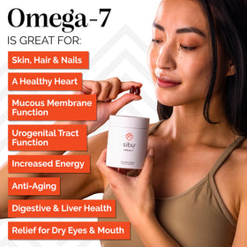 sibu Complément Alimentaire Omega-7 capsules sur une surface blanche