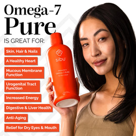 sibu Omega-7 Pure Jus de Baies de Sureau 32 oz sur une table en bois