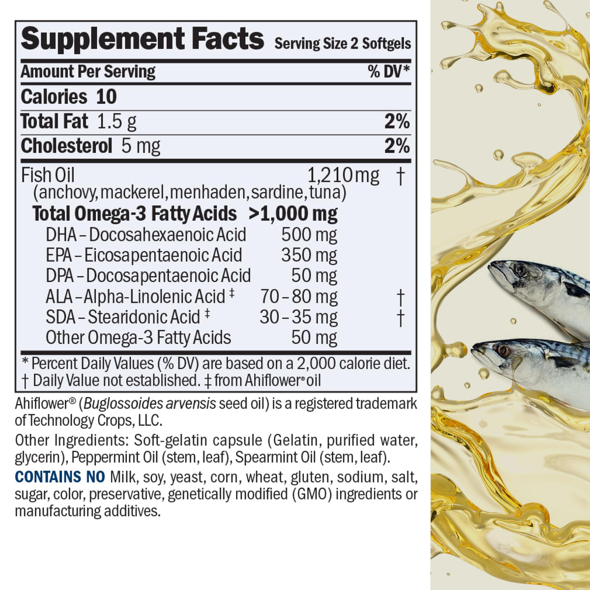 Side view of ANDREW LESSMAN Omega-3 Mint softgels
