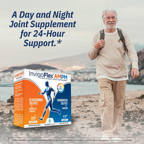 Side view of INVIGOFLEX Glucosamine & Chondroitin supplement bottles