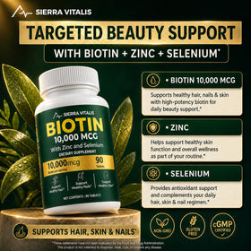 SIERRA VITALIS Biotine 10000mcg comprimés dans la main