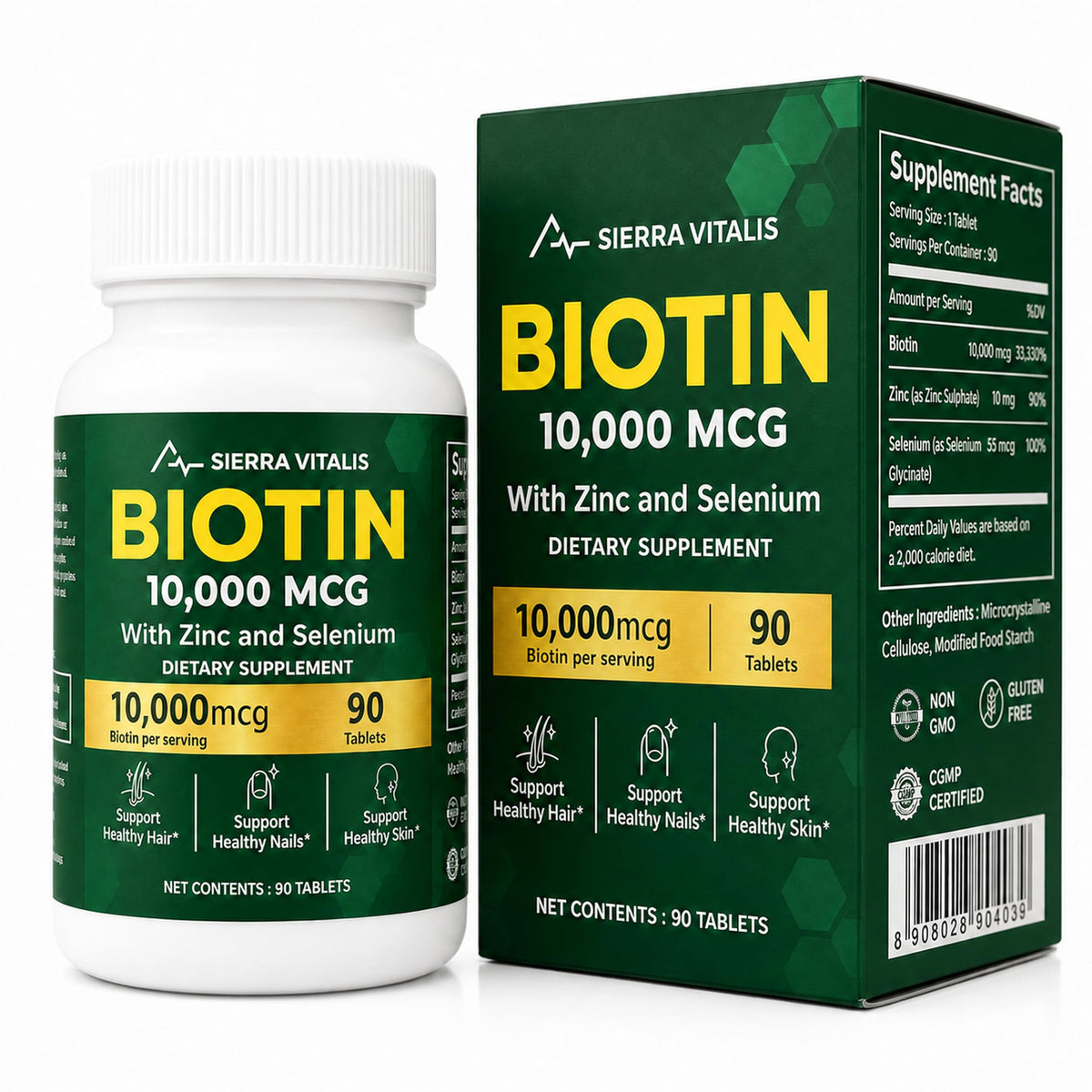 SIERRA VITALIS Biotine 10000mcg flacon de 90 comprimés