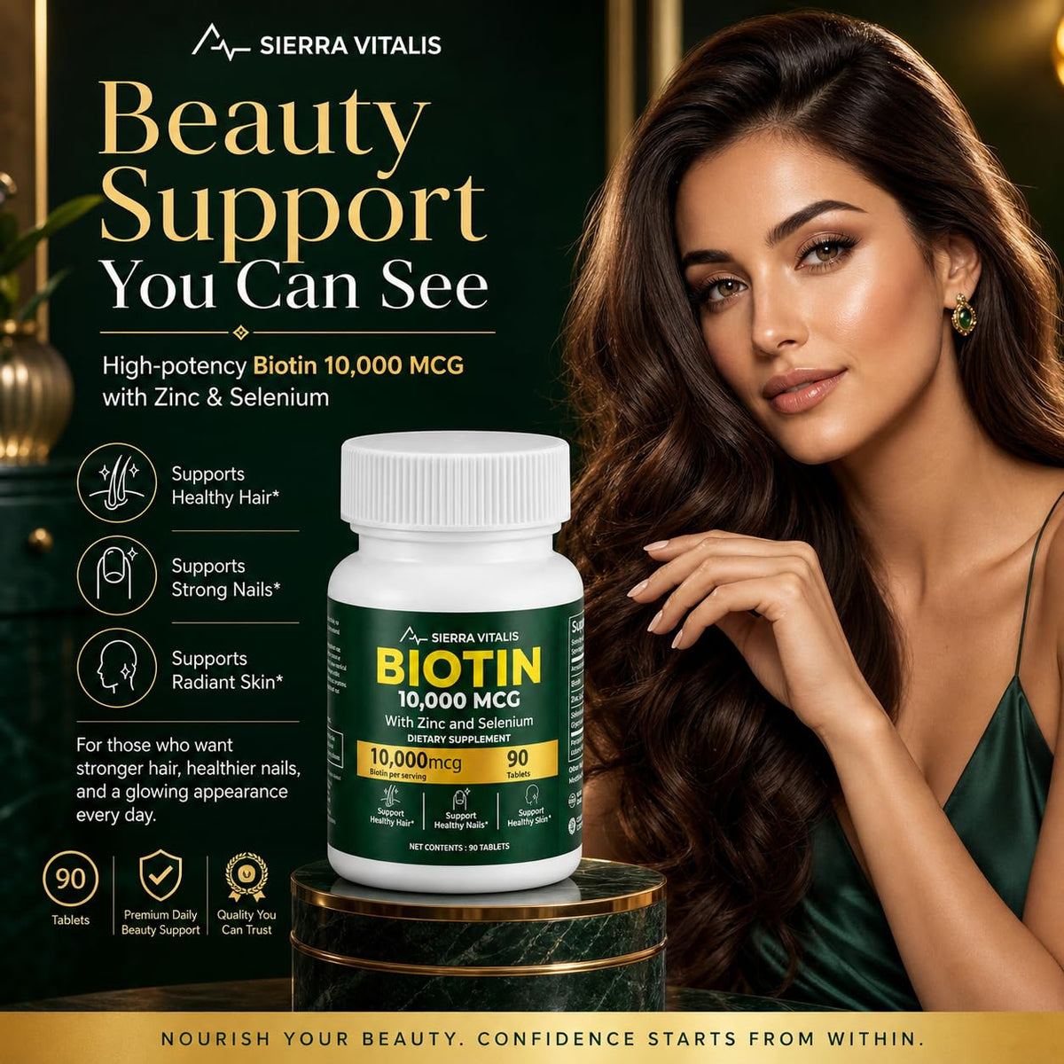 SIERRA VITALIS Biotine 10000mcg sur fond neutre