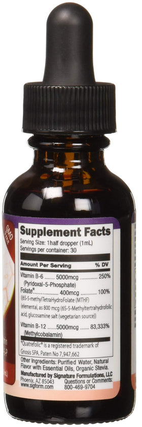 SIGFORM Vitamine B12 Sublinguale 5000 vue arrière, dimensions 12,1 × 4 × 3,9 cm