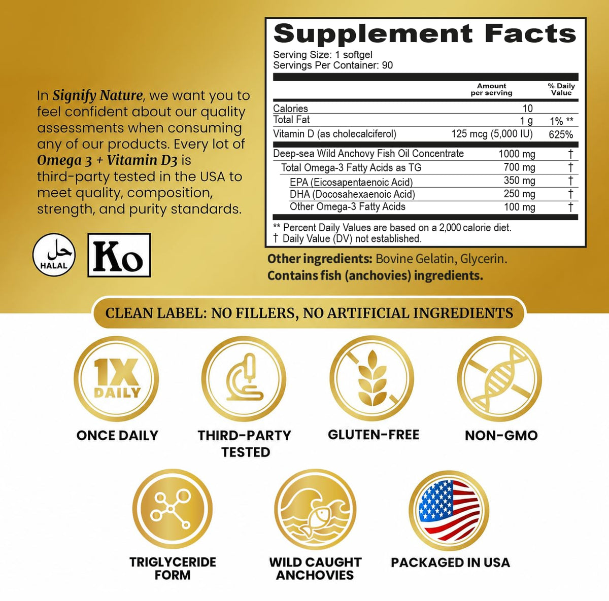 SIGNIFY NATURE Omega-3 + D3 1000mg gélules arrière