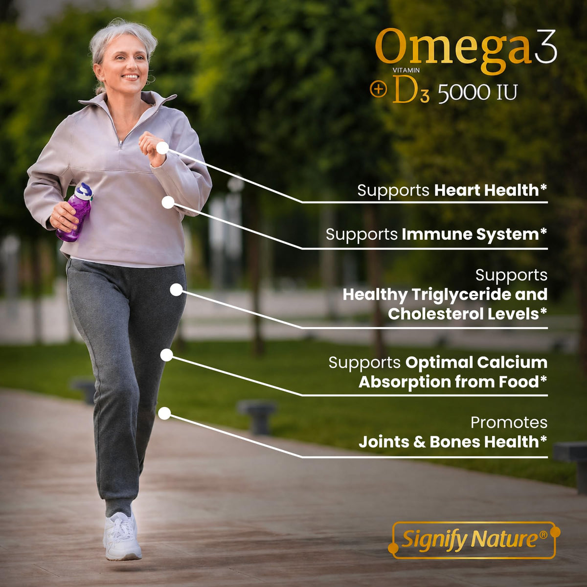 SIGNIFY NATURE Omega-3 + D3 gélules sur une table