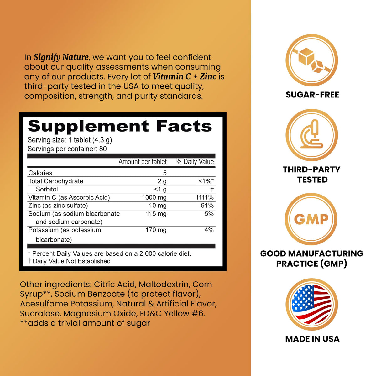 SIGNIFY NATURE Vitamine C 1000mg comprimés effervescents vue arrière