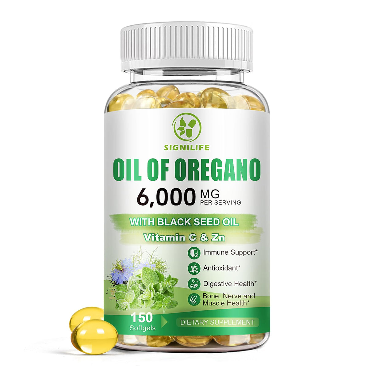 SIGNILIFE Huile d'Origan 6000mg 150 gélules vue de face