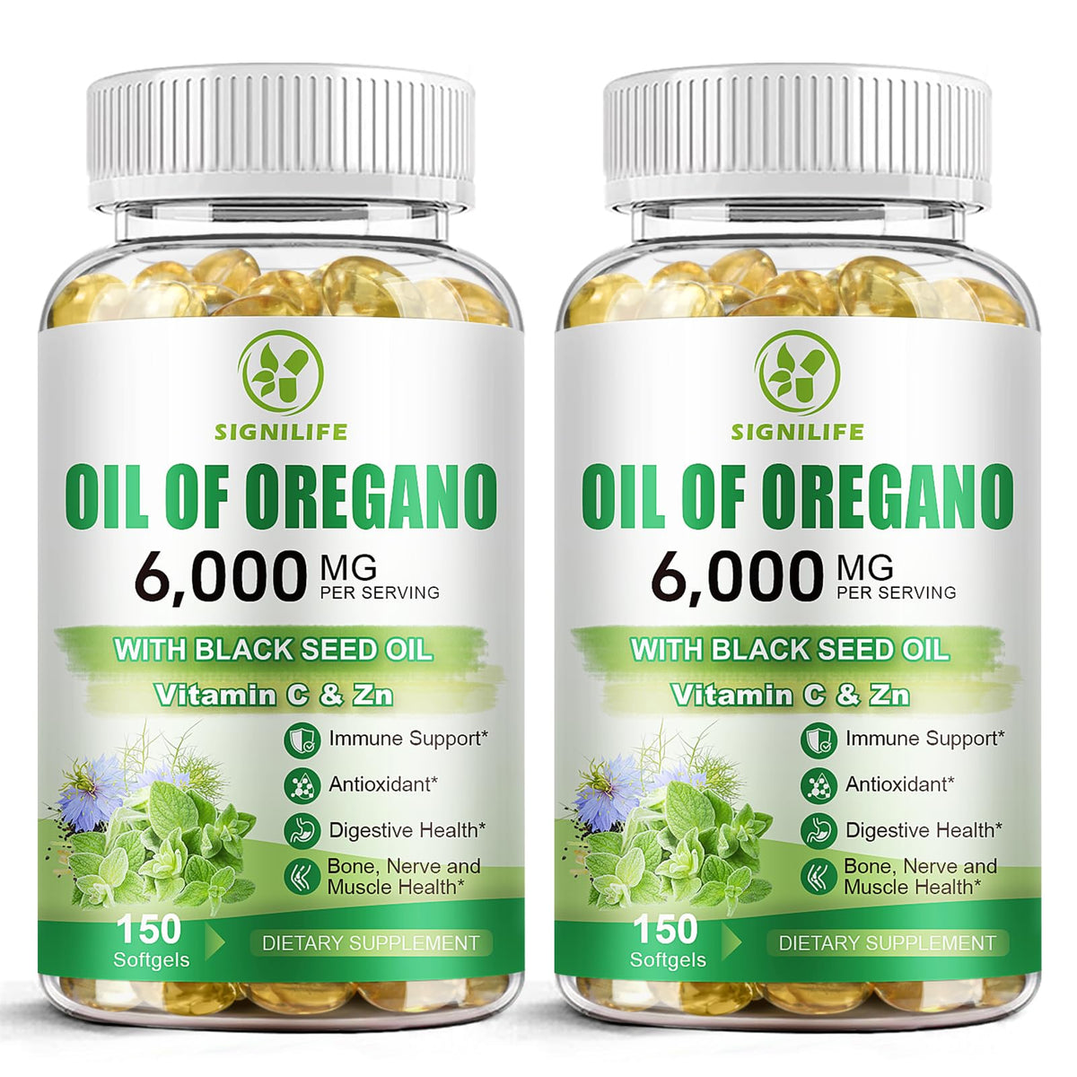 SIGNILIFE Huile d'Origan 6000mg flacon 300 gélules molles