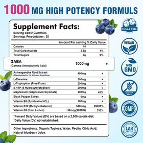 Sijigood Gélifiés GABA sans Sucre 60 Gummies avec étiquette