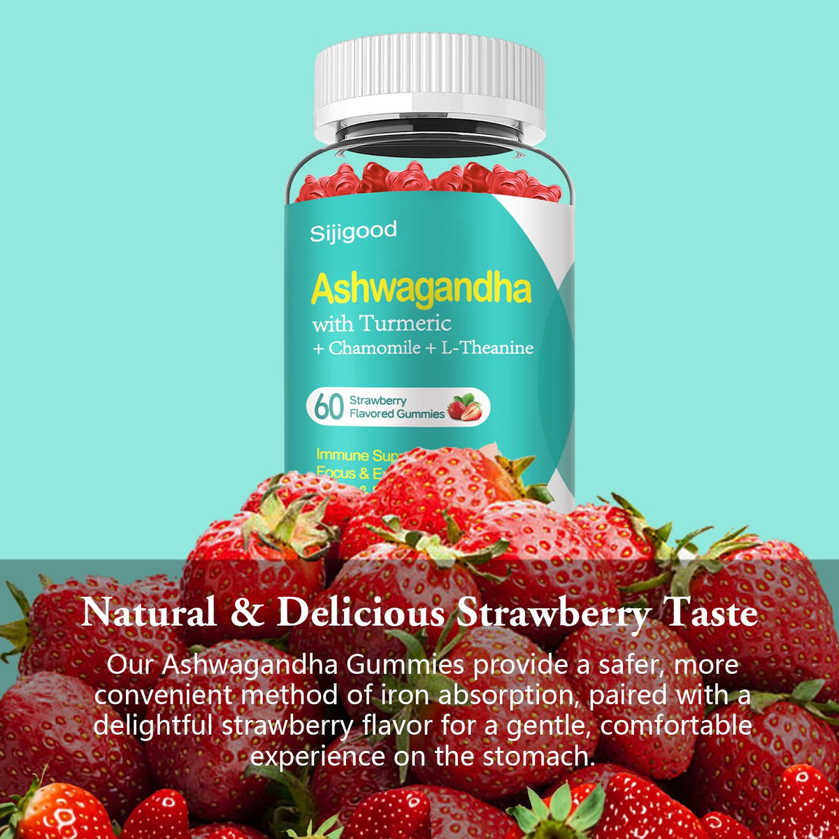 Sijigood Gummies Ashwagandha 120 Fraises emballage