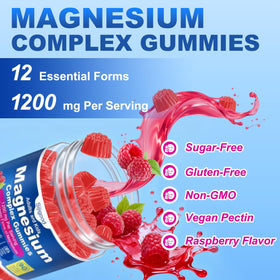 Sijigood Gummies Complex de Magnésium avec des ingrédients en arrière-plan
