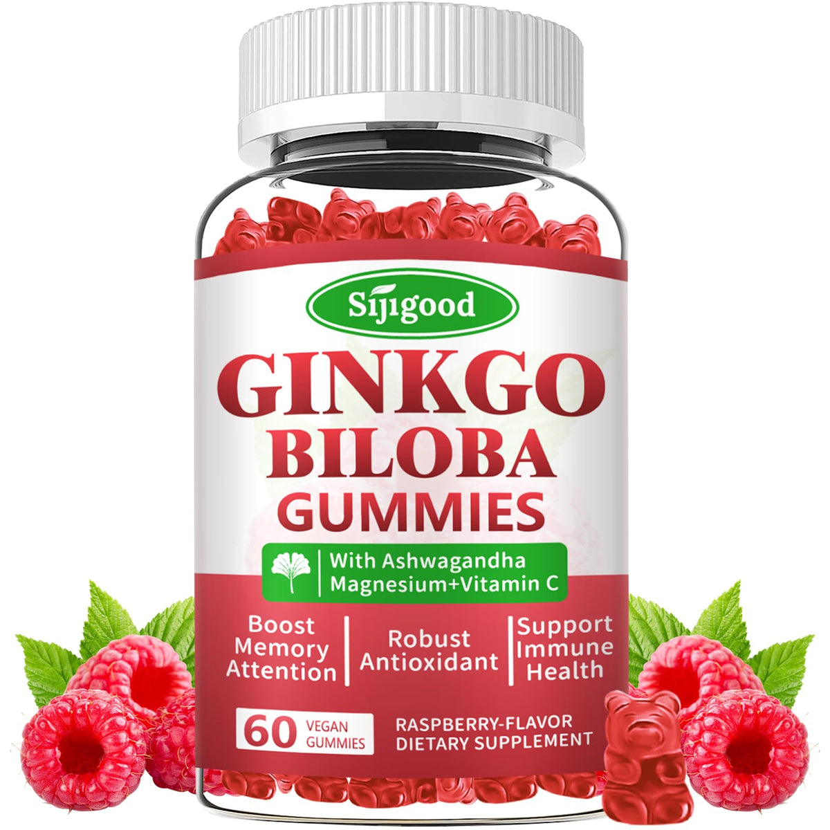 Sijigood Gummies Ginkgo Biloba 60 pièces vue de l'avant