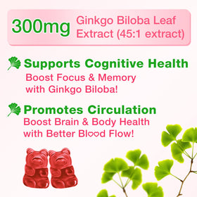 Sijigood Gummies Ginkgo Biloba avec ginseng et magnésium