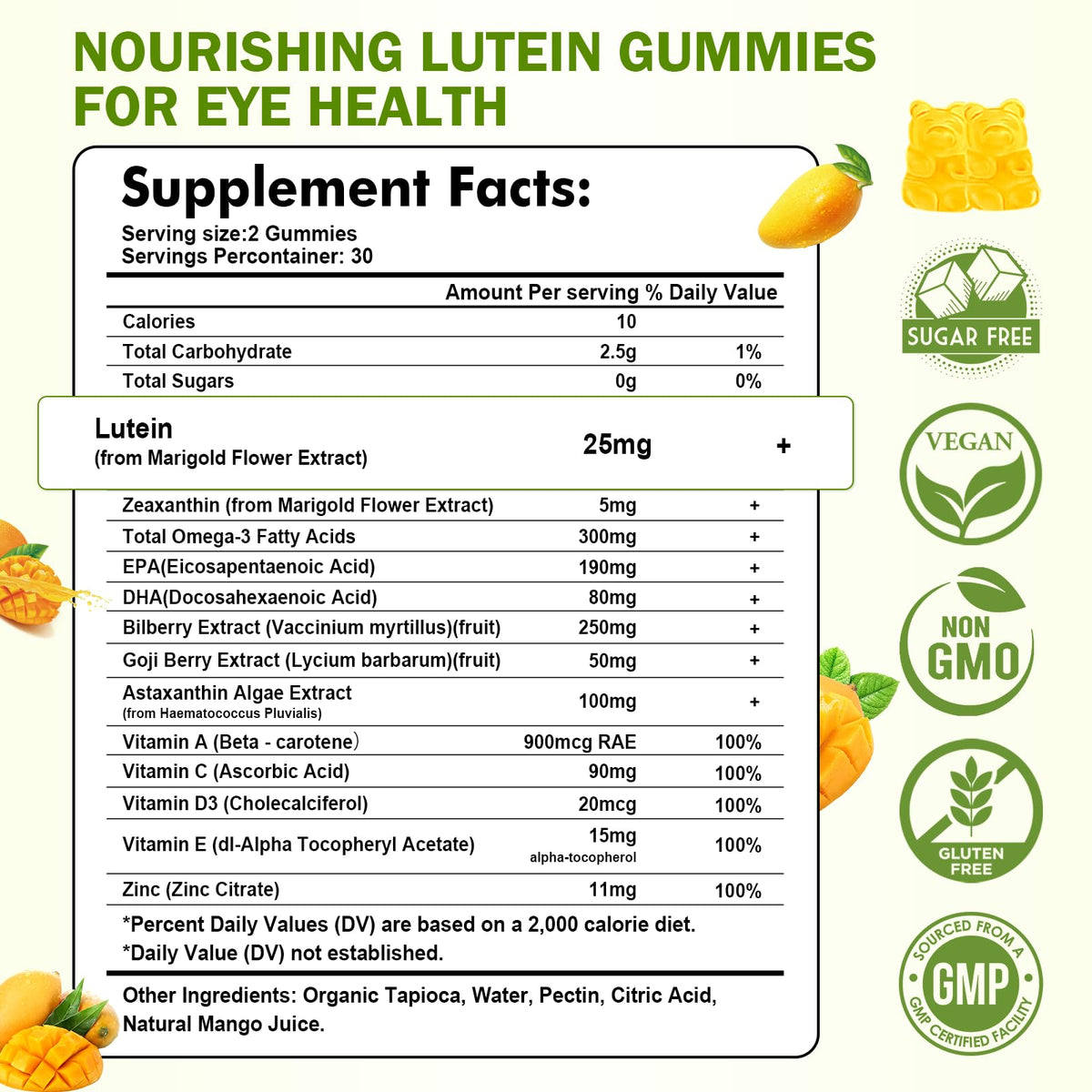 Sijigood Gummies Luteine et Zéaxanthine sur une table
