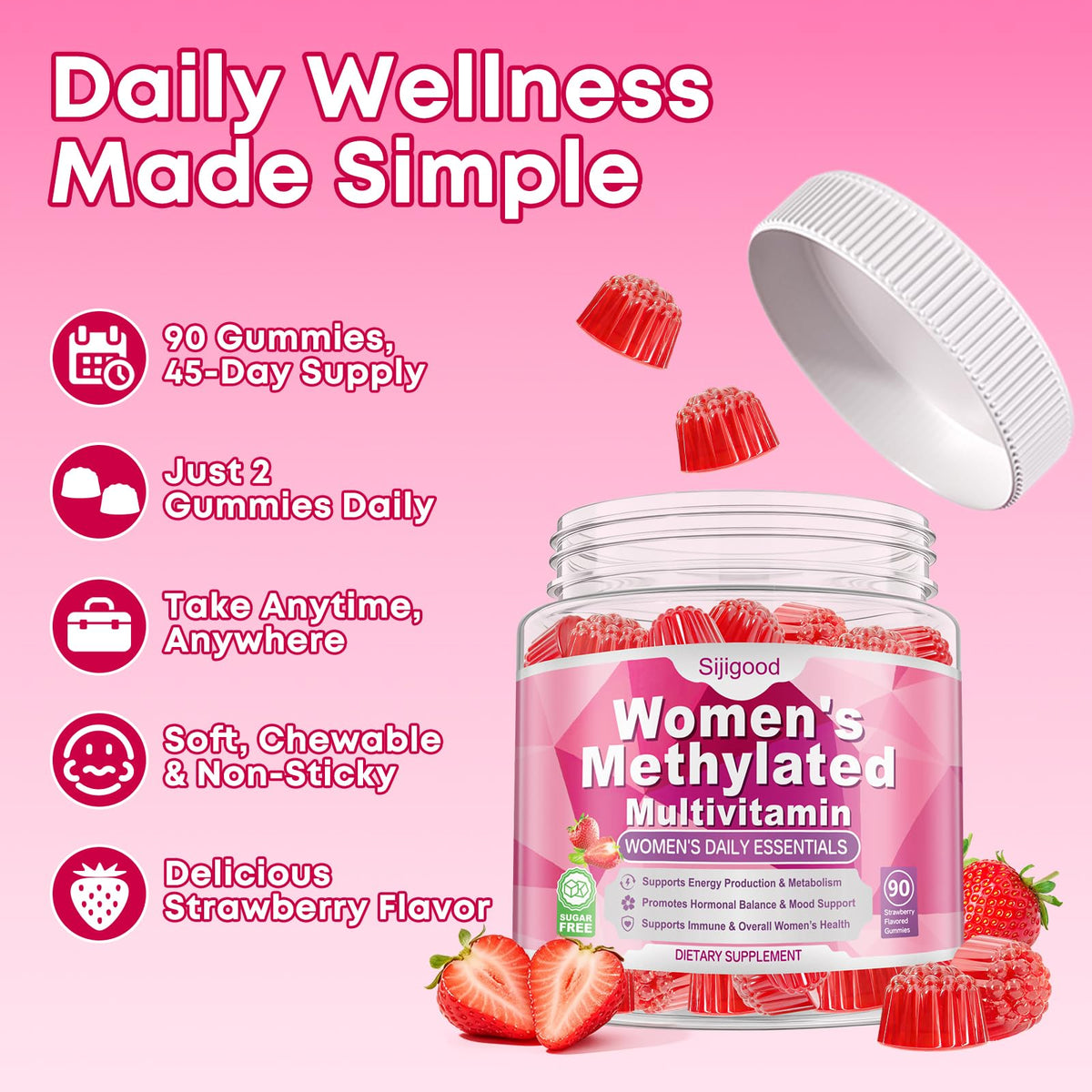Sijigood gummies multivitamines femmes sur une table