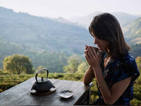 Silk Road Teas Thé Vert Longjing Bio 50g en vrac sur une surface en bois