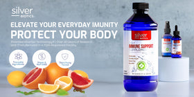 Silver Biotics 240 ml avec des ingrédients naturels en arrière-plan