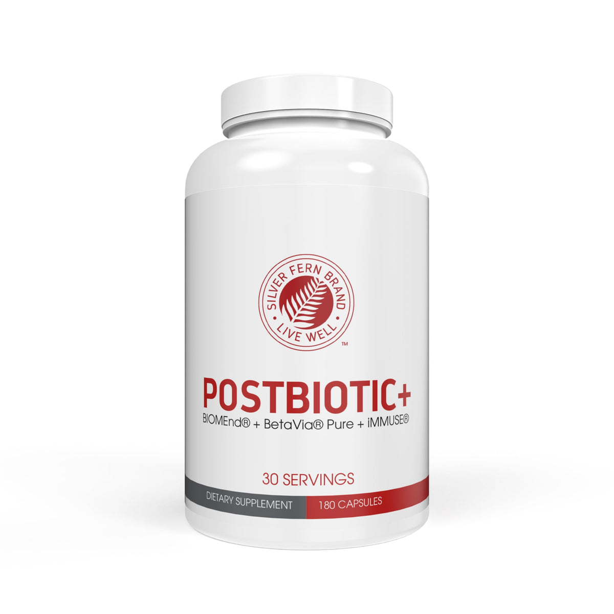 Silver Fern Postbiotic+ complément alimentaire en capsules, vue de face